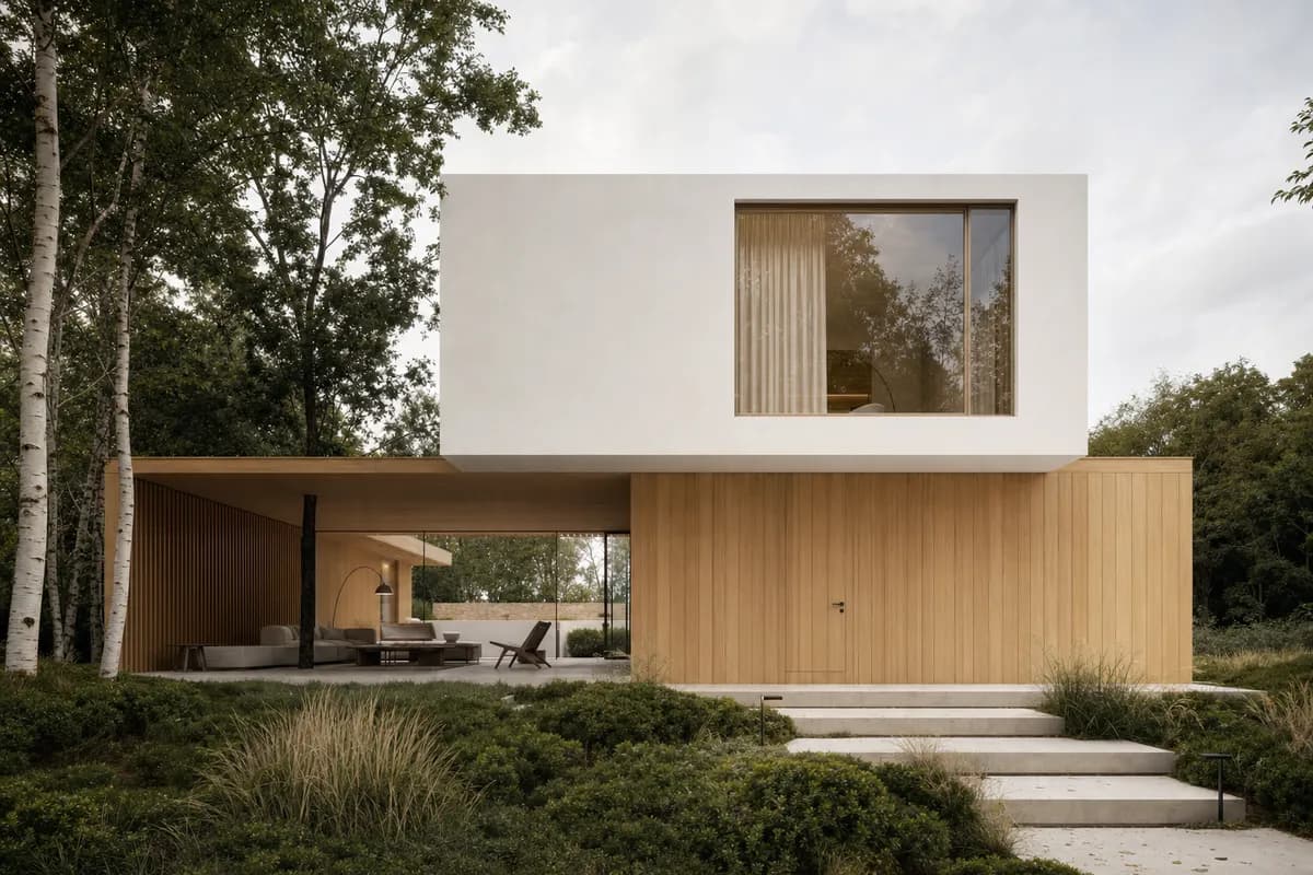 The same house rendered photorealistically