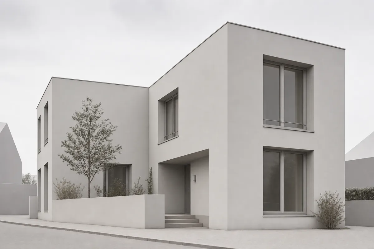 Clay model view of a Nordic courtyard house before exterior rendering