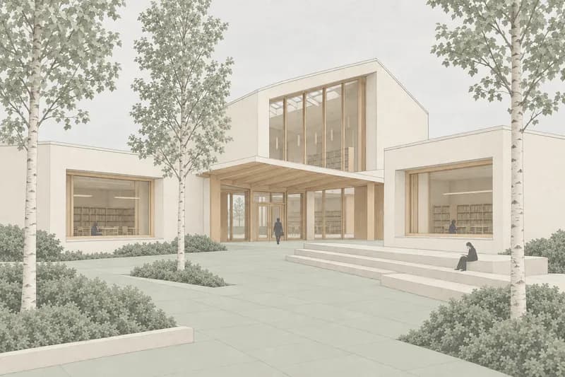 Early concept study derived from the same student library model