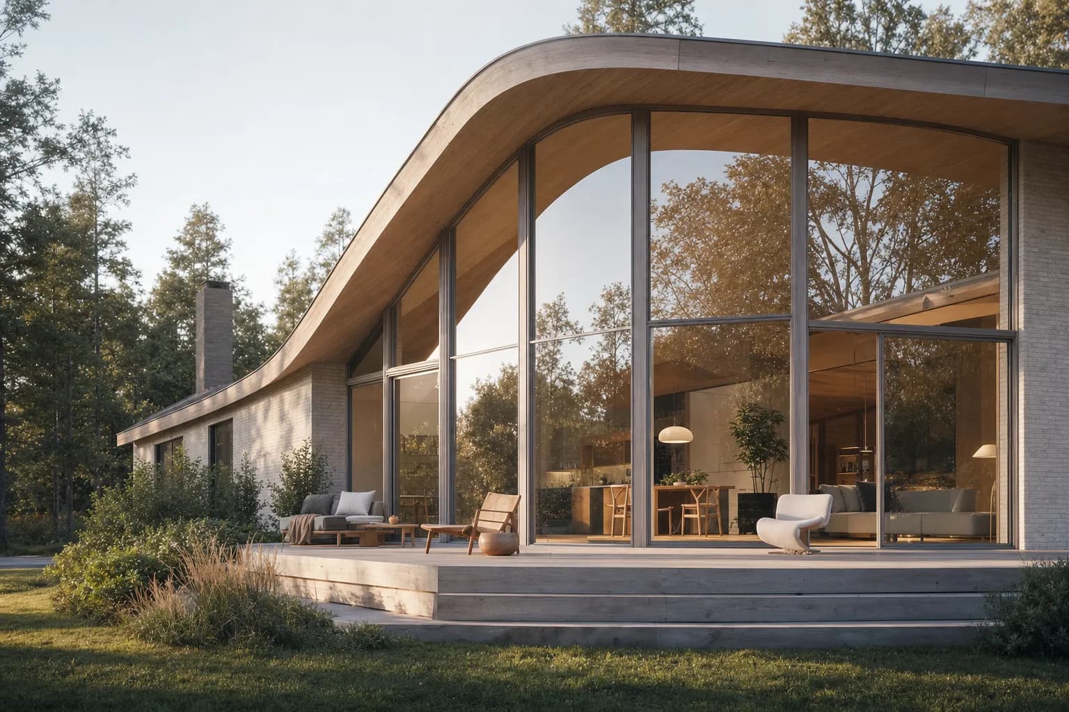 Photorealistic render from a Rhino model of a modern house