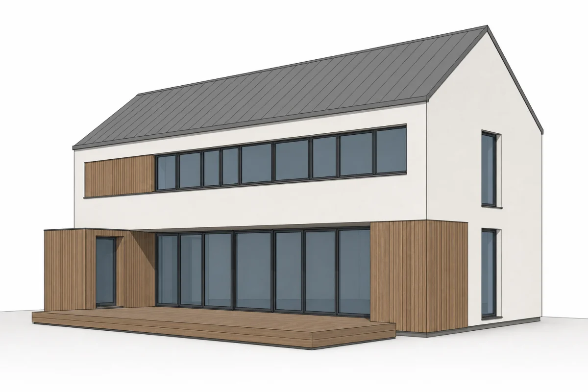 A clean Revit 3D view framed for export