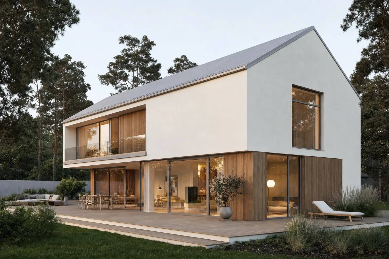 Photorealistic render of a modern house from a Revit model