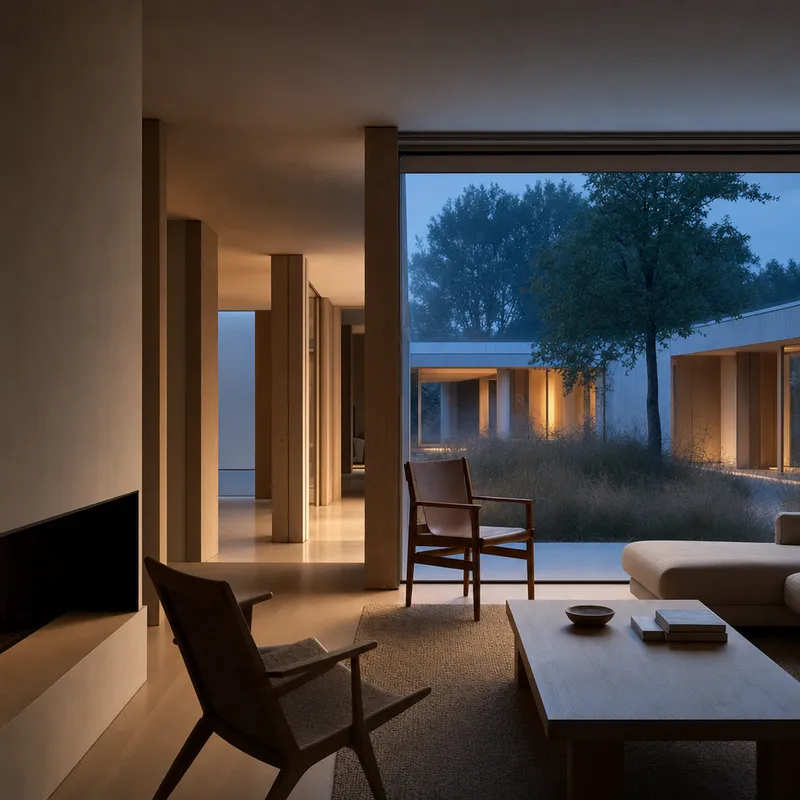 Cinematic dusk finish on the same Nordic house
