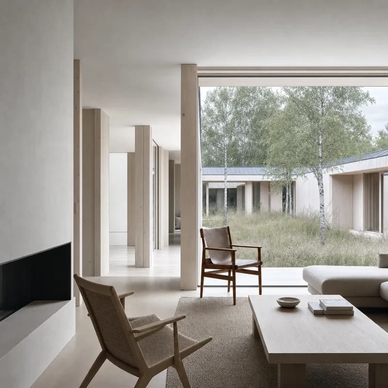 Nordic architectural language expressed through pale timber and quiet daylight