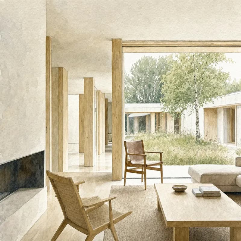 Watercolor treatment on the same Nordic house