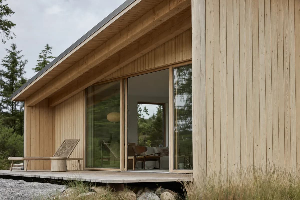 Controlled light and material detail in a ray-traced exterior render