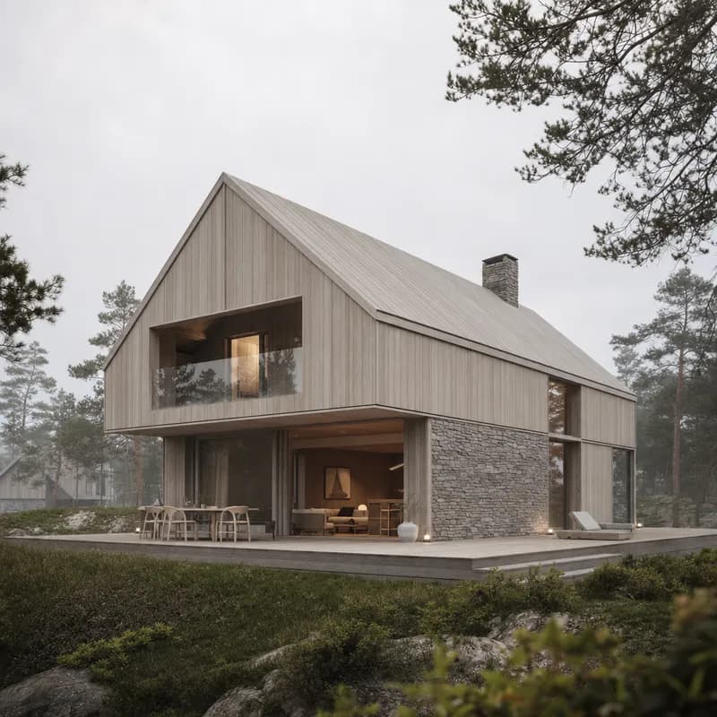 Nordic house shown as a soft AI-assisted concept study