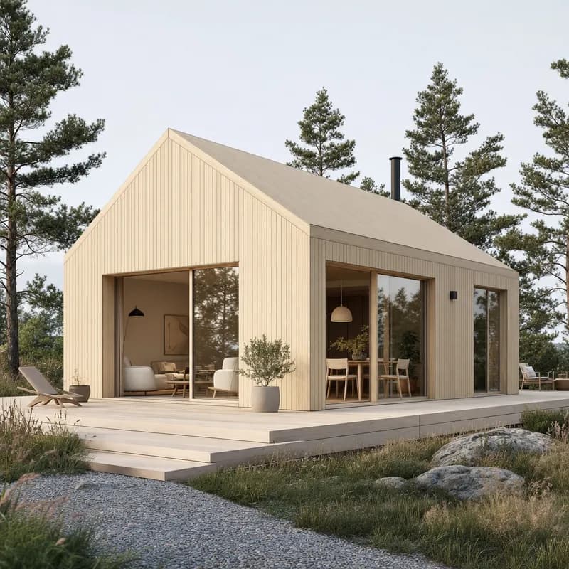 Nordic house shown as a clean shaded viewport render