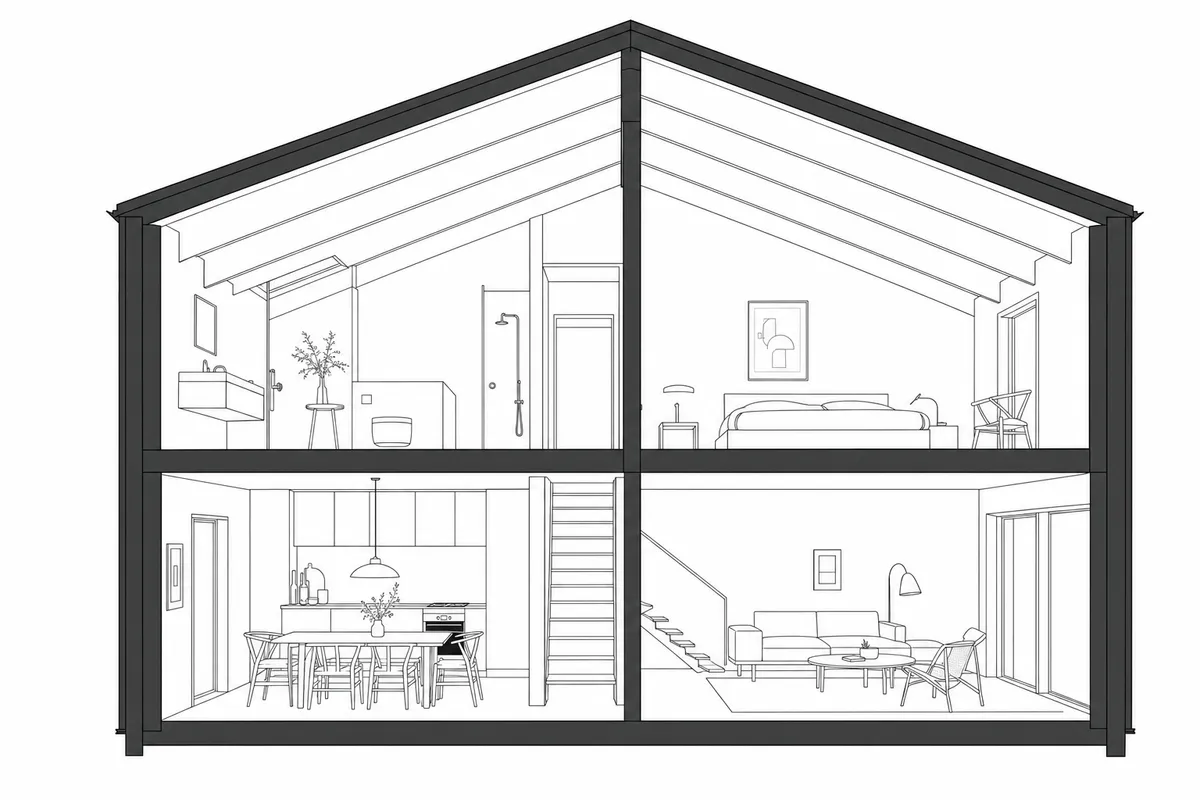 The base section treated with black line and flat poche