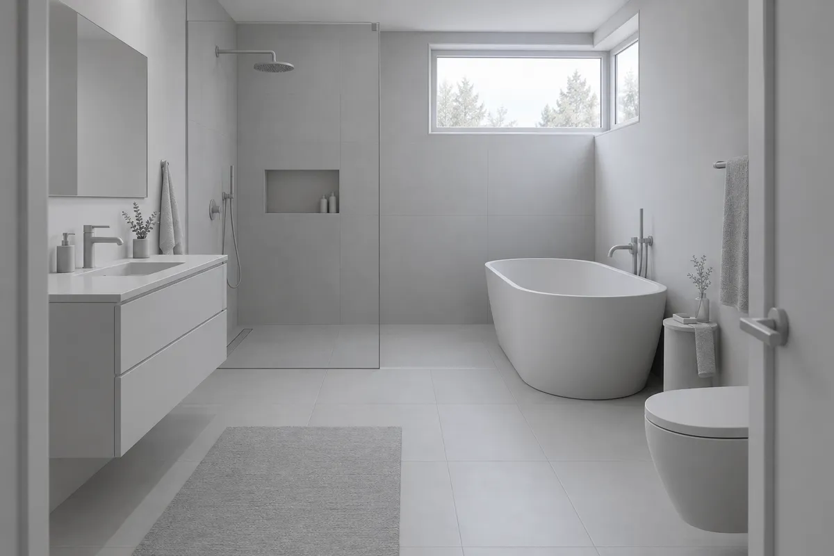 Synthetic clay model view of a compact bathroom before rendering