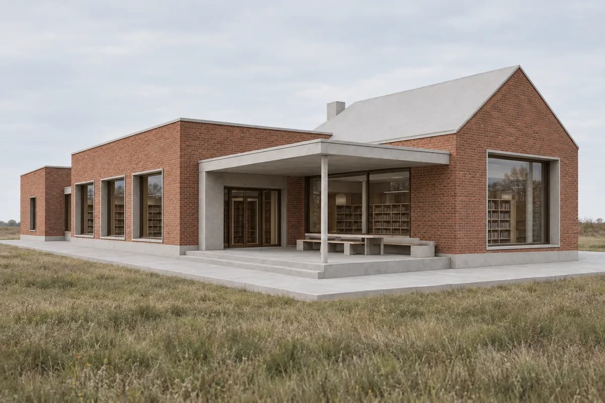 Brick and precast material study derived from the same synthetic BIM-style view