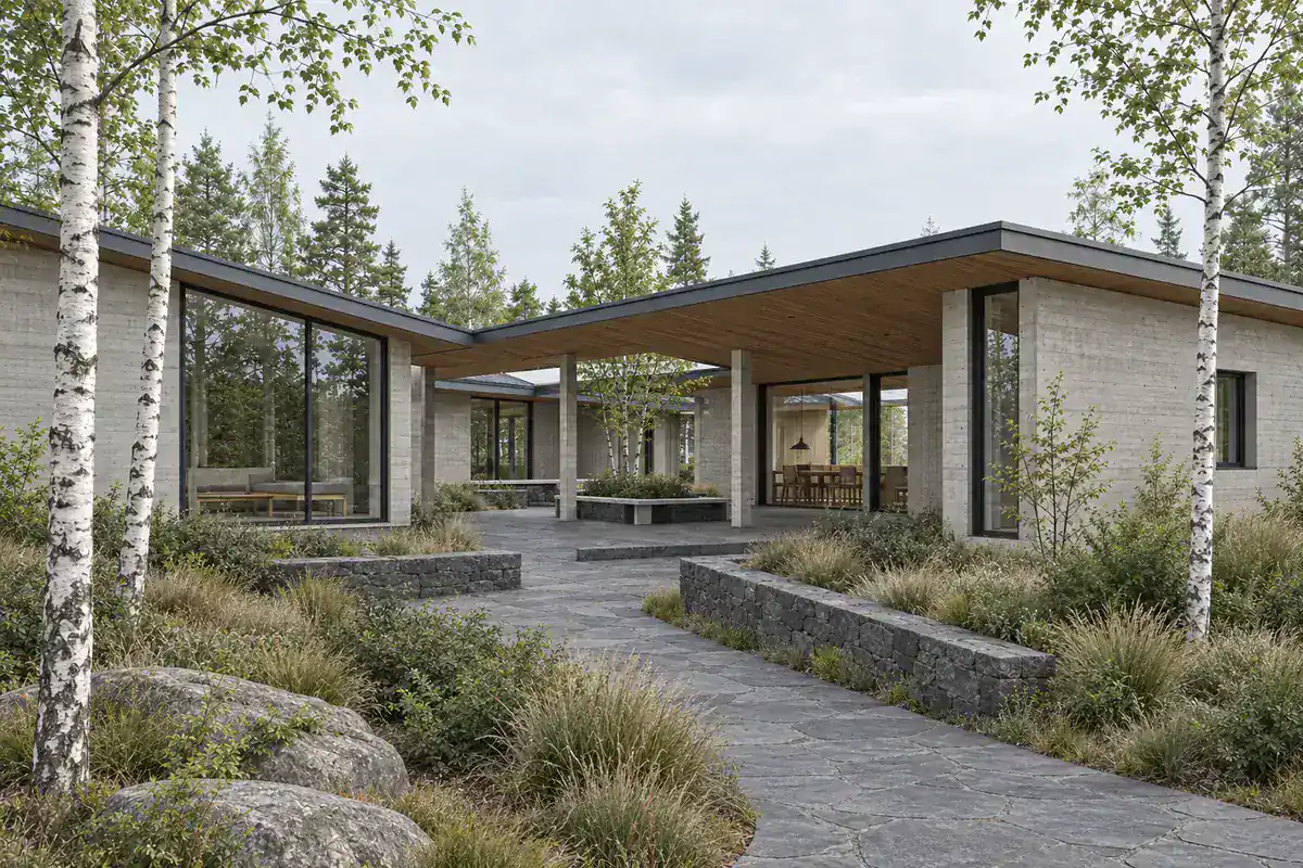 Material study derived from the same synthetic Vectorworks-style pavilion view