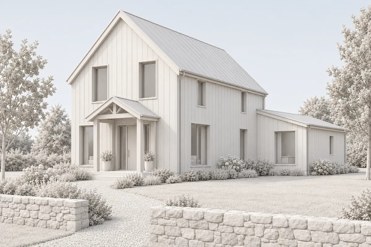Synthetic Clay technique view of the same Nordic family house prepared as a render source