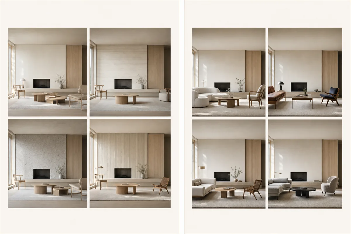 Interior rendering technique and interior design language shown as separate choices