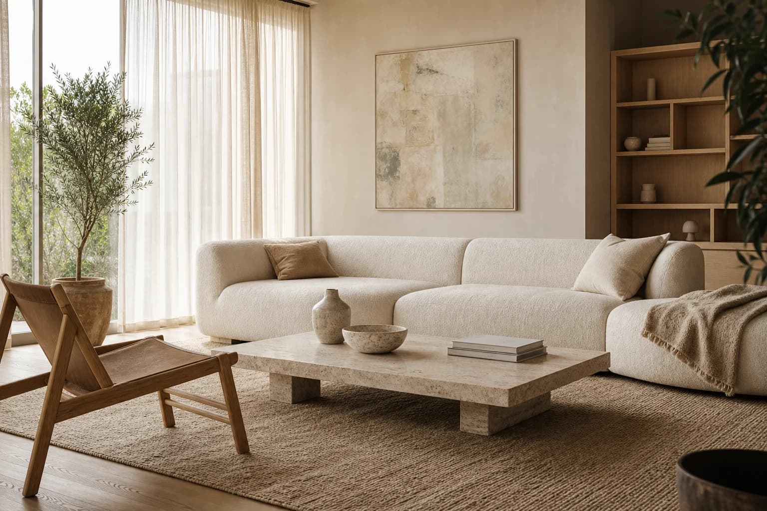 Photorealistic Scandinavian living room render