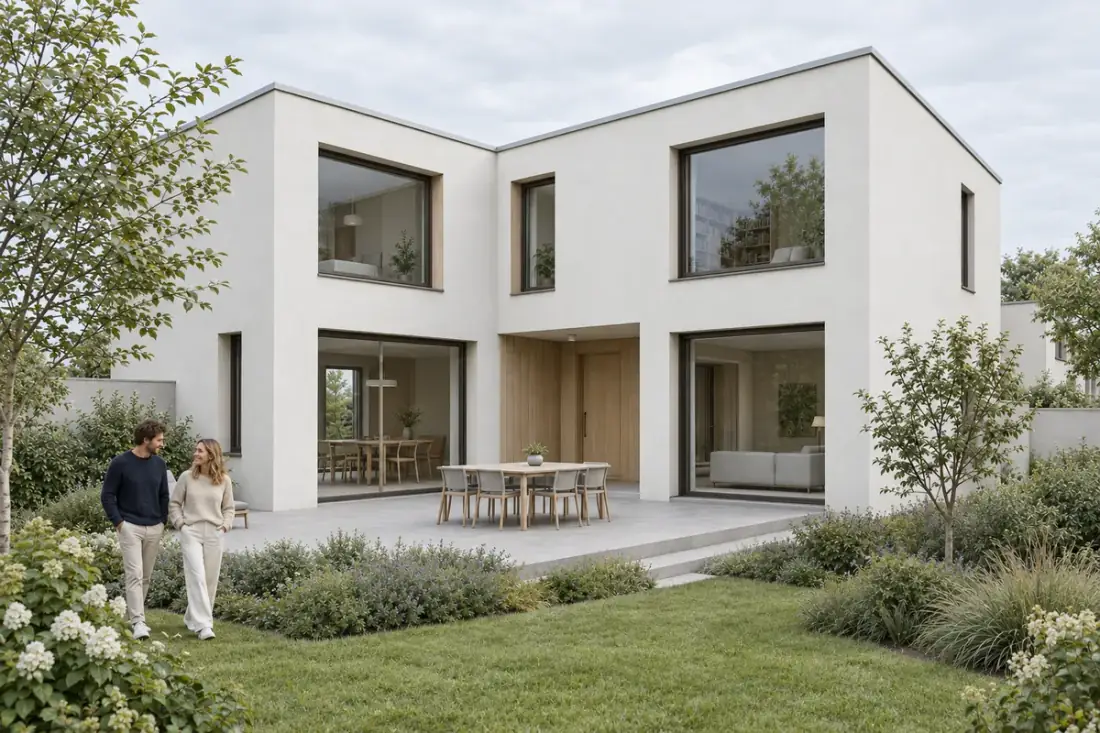 Daylight residential review render derived from the same courtyard house