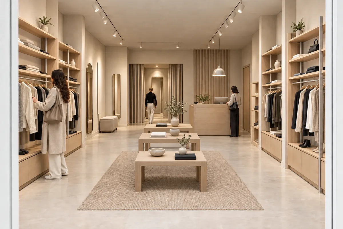 Focused merchandising revision to the central display of the same boutique