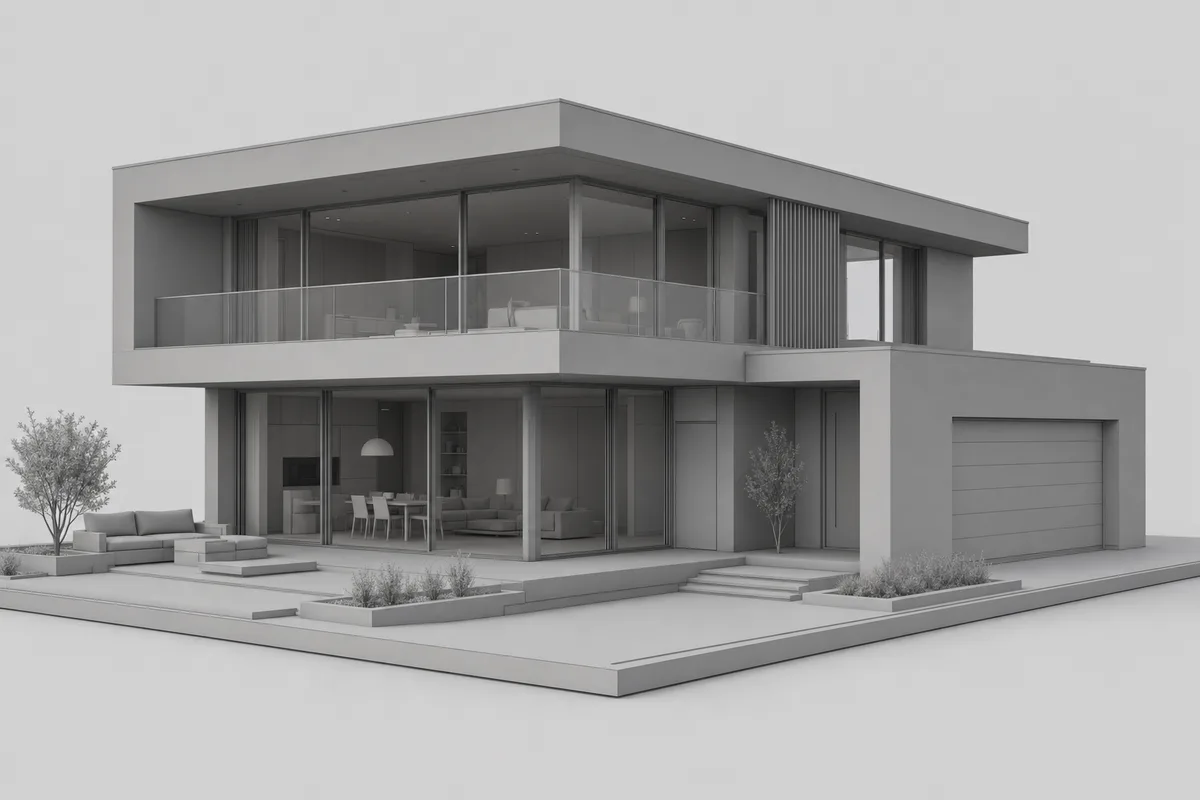 A tidy 3D viewport prepared for capture with interface gizmos and section planes hidden