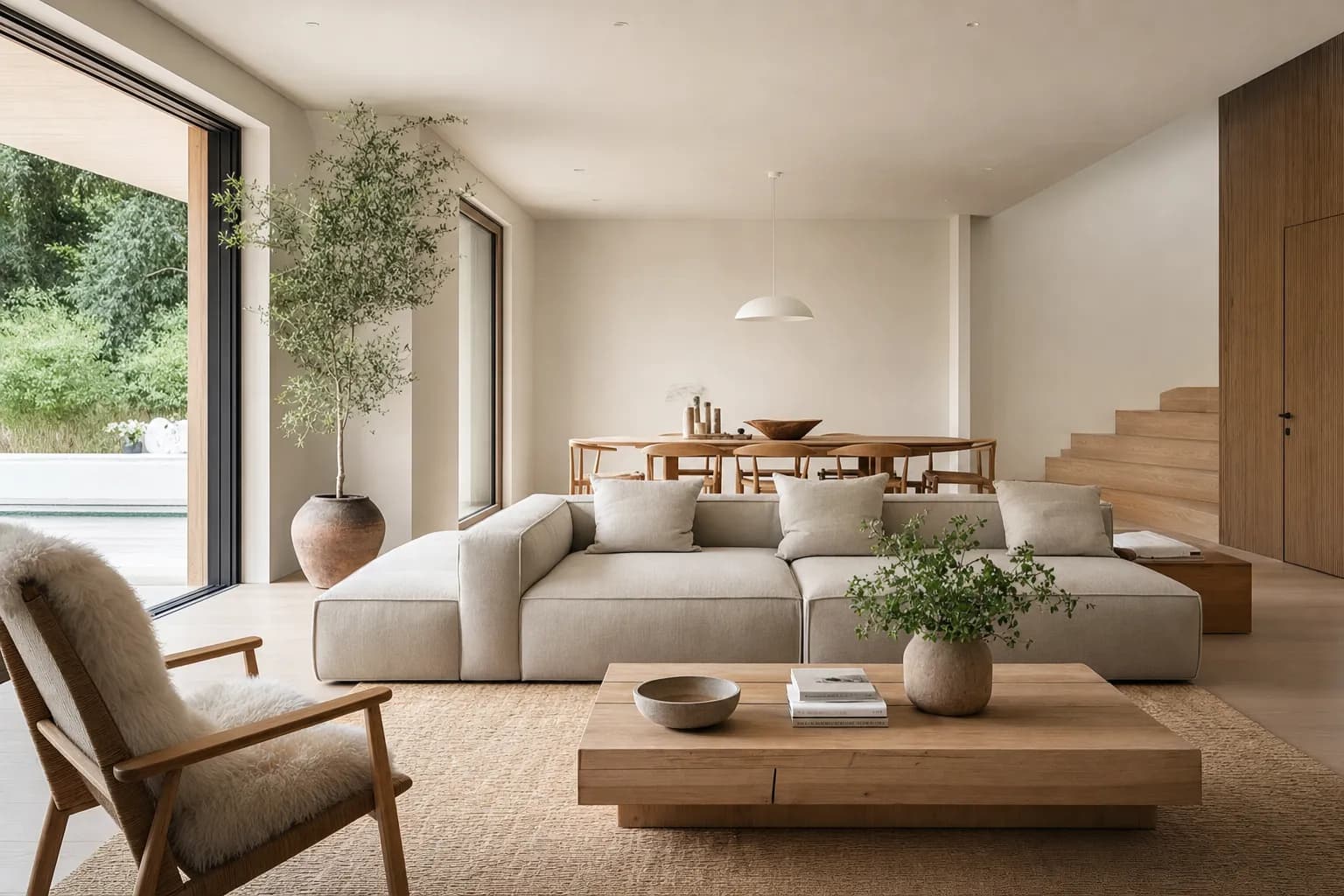 A hand sketch turned into a photorealistic house render