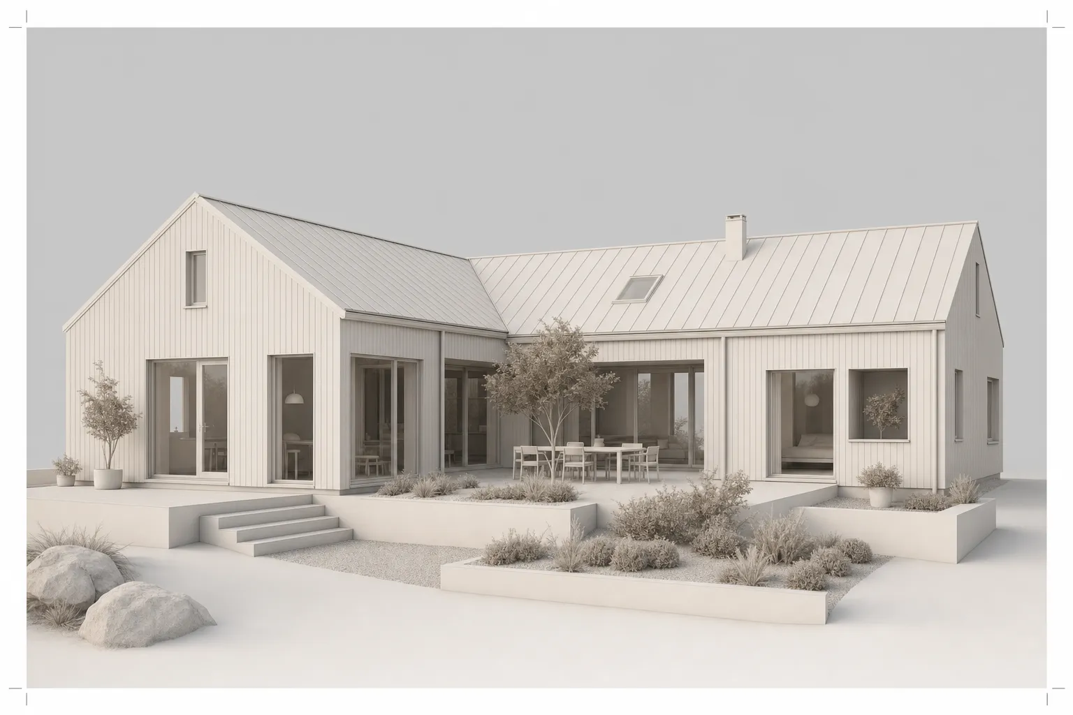 Clean SketchUp house view prepared for a PNG export