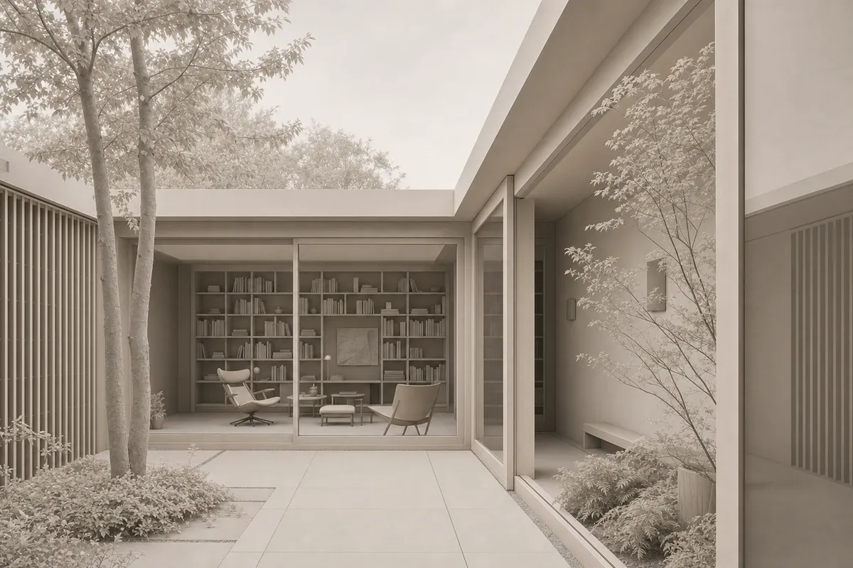 The same library pavilion as a soft conceptual render