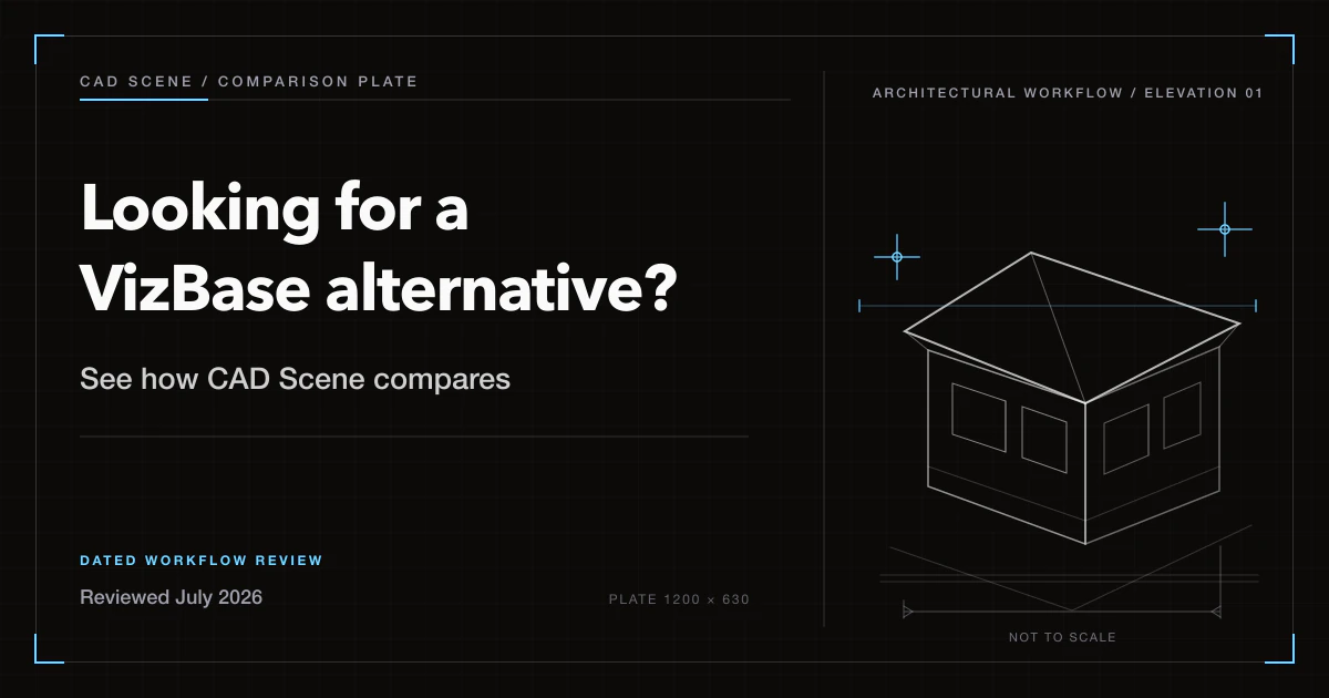 Architectural interior comparing CAD Scene and VizBase material workflows