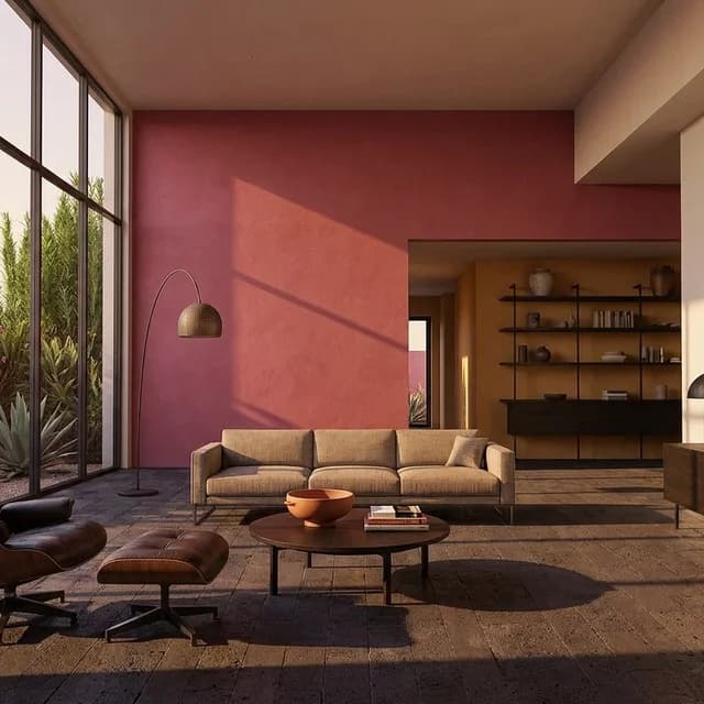 The sample scene rendered in the Barragán Color Modernism style