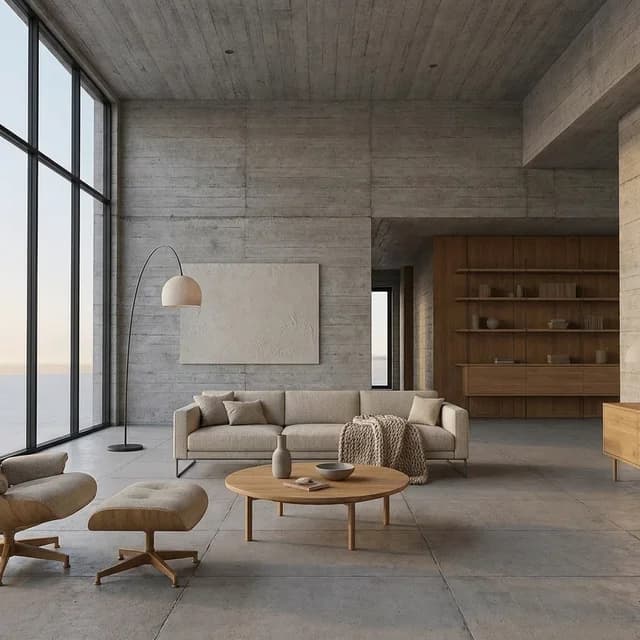 The sample scene rendered in the Brutalist Concrete style