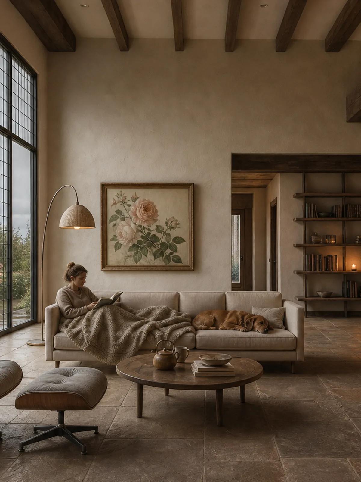 The sample scene rendered in the Cozy Cottage style