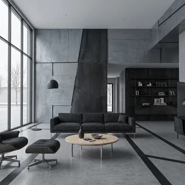 The sample scene rendered in the Deconstructivist style