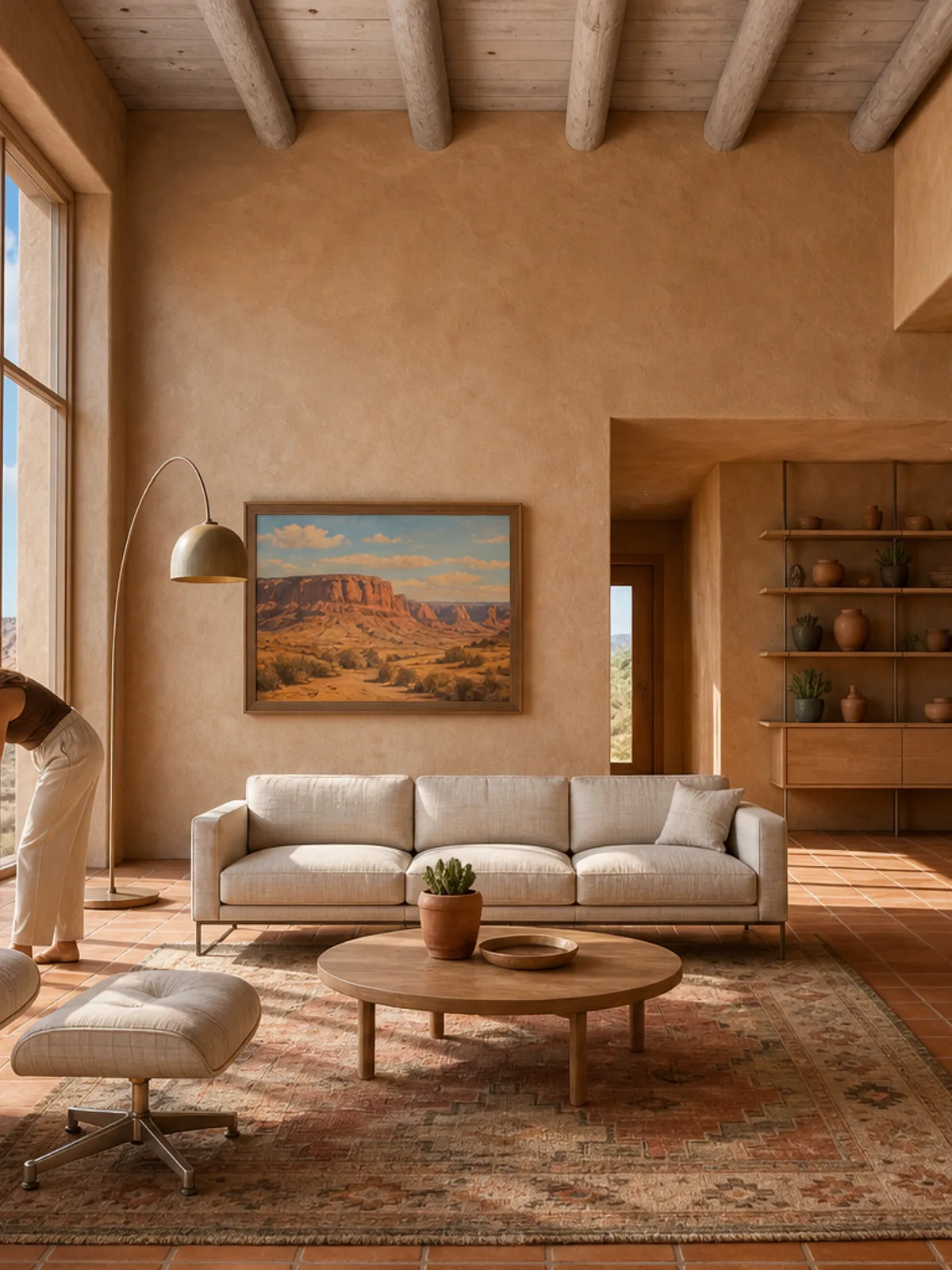 The sample scene rendered in the Desert Adobe style