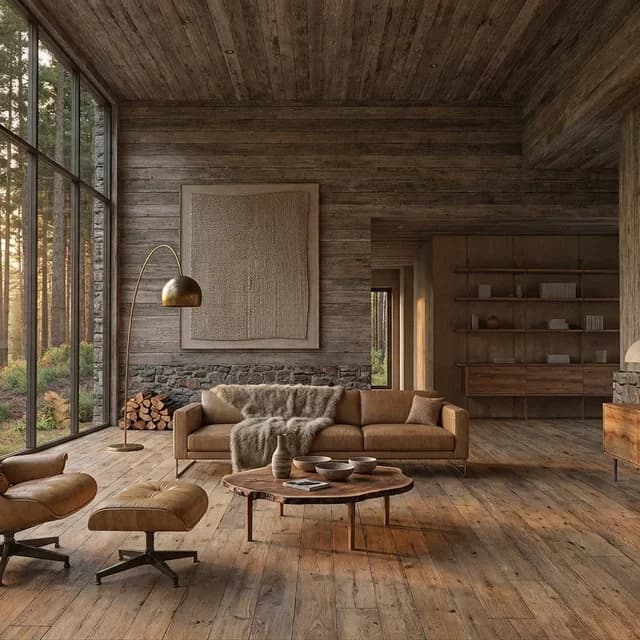 The sample scene rendered in the Eco-Lodge style
