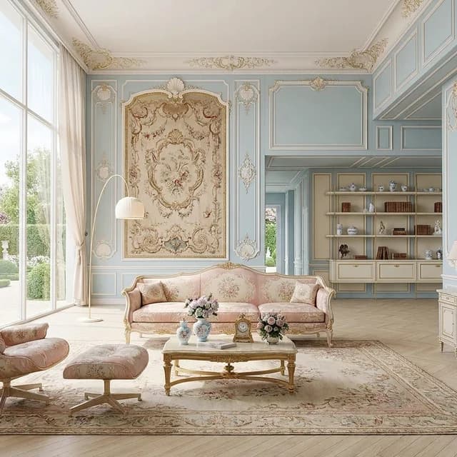 The sample scene rendered in the French Rococo style