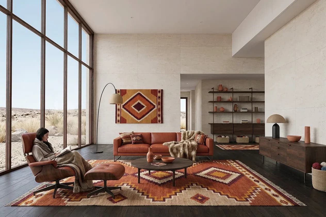 The sample scene rendered in the Andean Textile Modern style