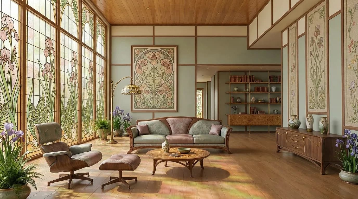 The same scene rendered in the Art Nouveau style
