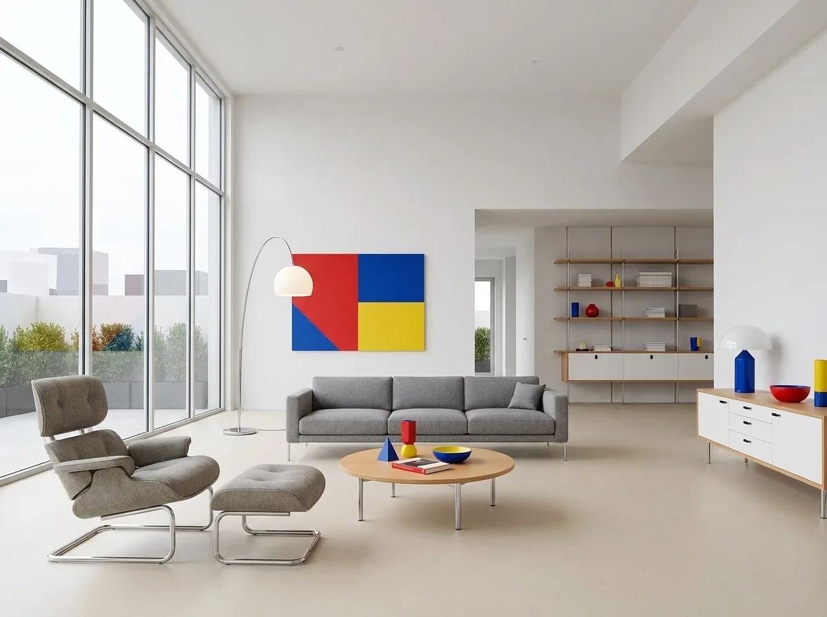 The sample scene rendered in the Bauhaus style