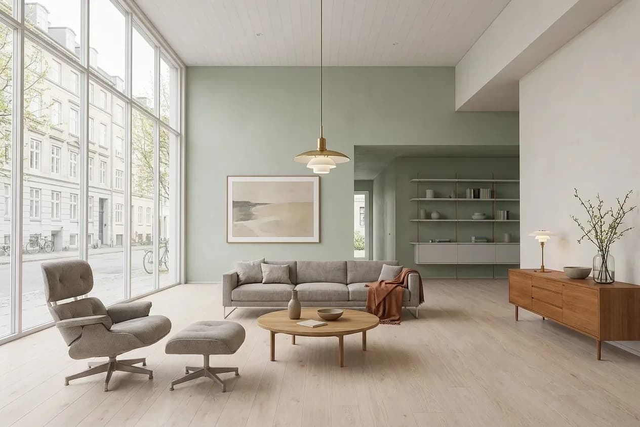 The sample scene rendered in the Copenhagen Modern style
