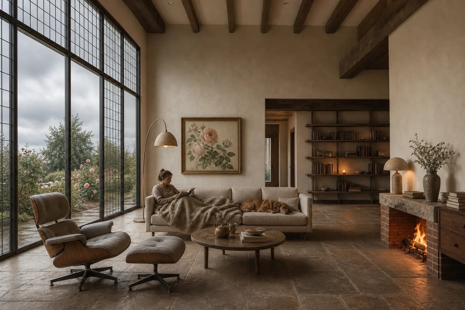 The sample scene rendered in the Cozy Cottage style