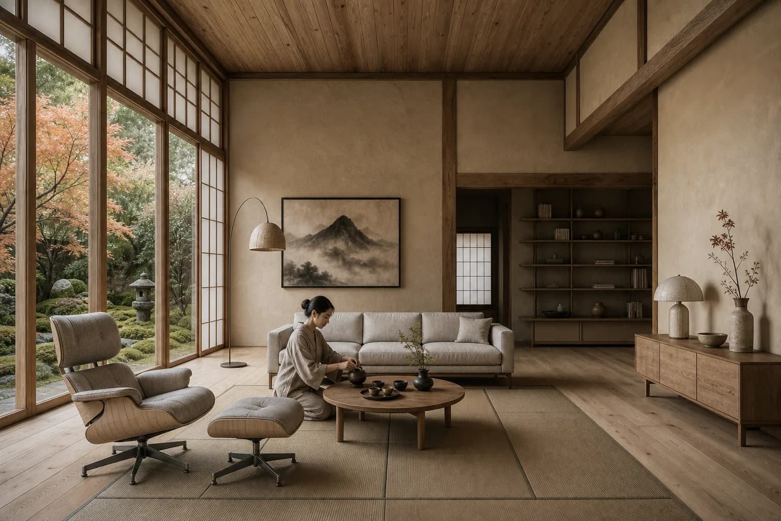 The sample scene rendered in the Japanese Wabi-Sabi style