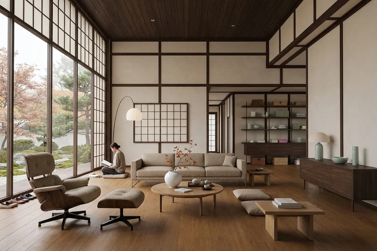 The sample scene rendered in the Korean Hanok style