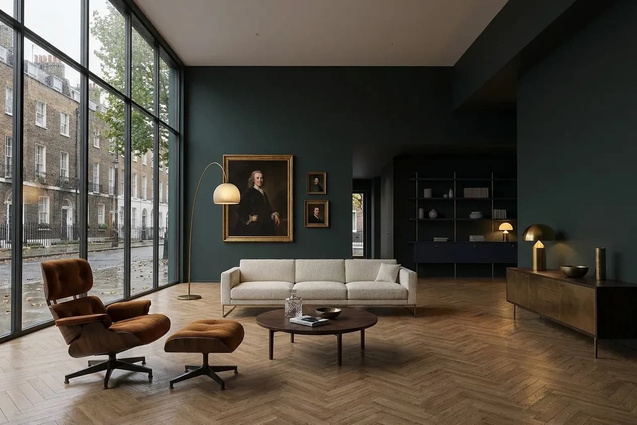 The sample scene rendered in the London Townhouse style