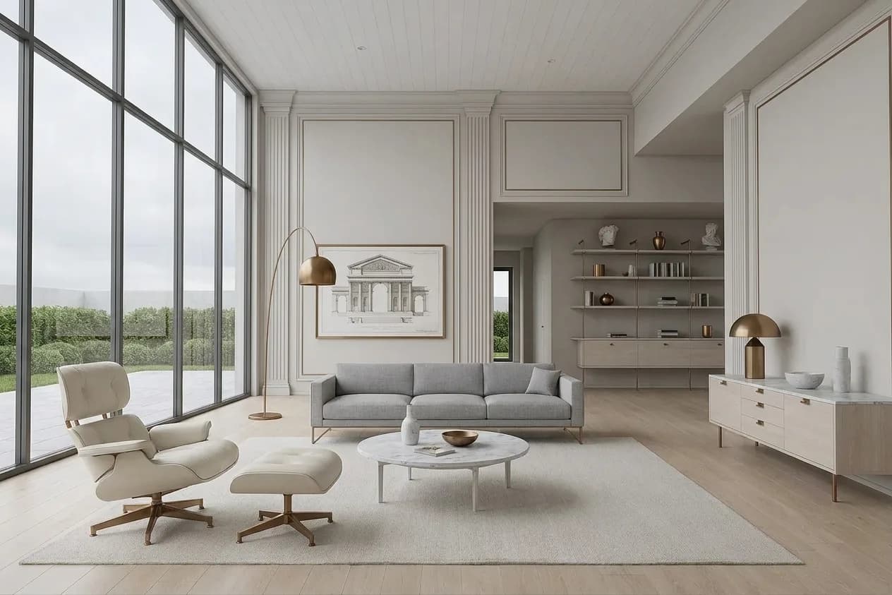The sample scene rendered in the Neoclassical style