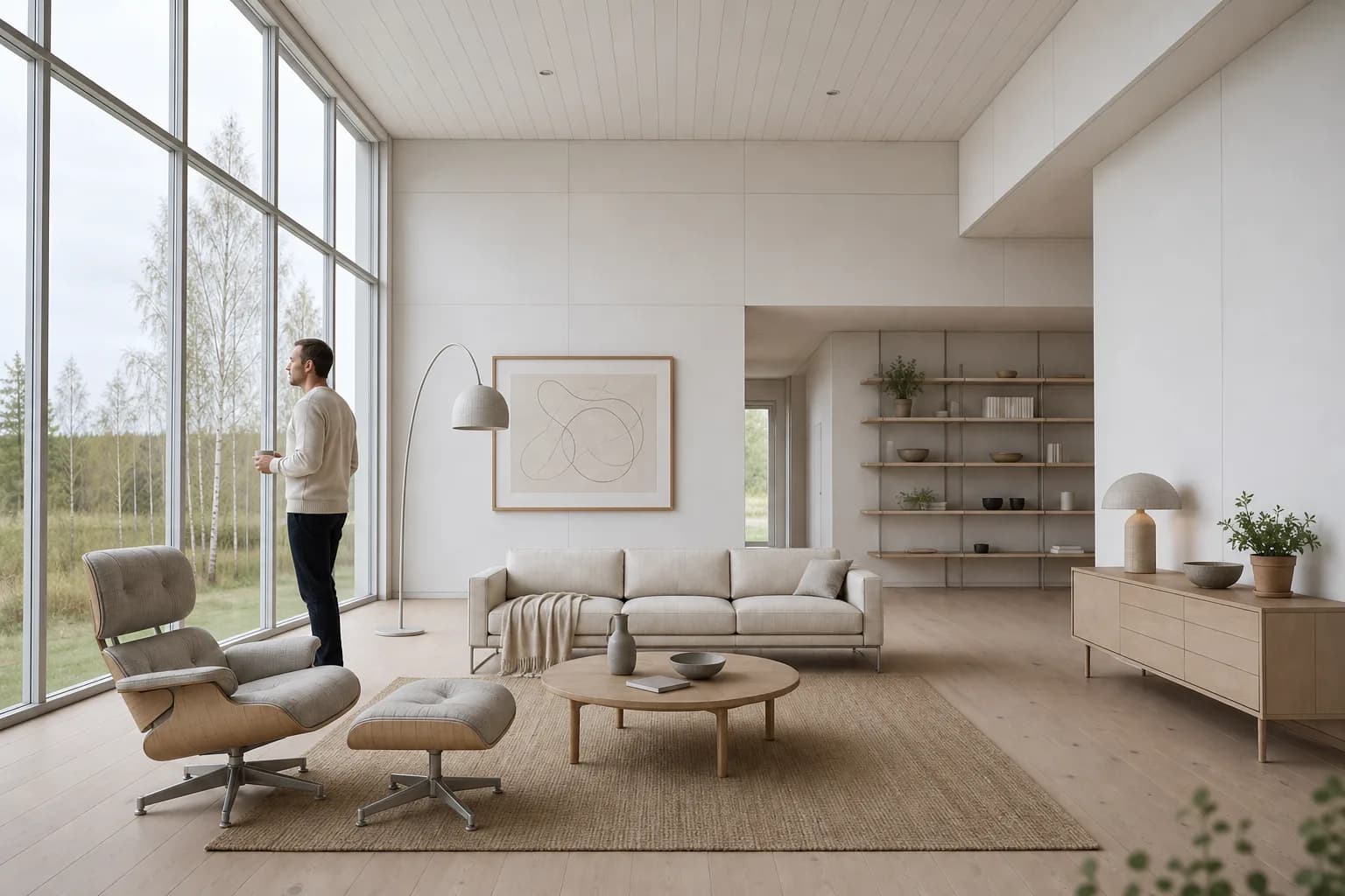 The sample scene rendered in the Nordic Calm style