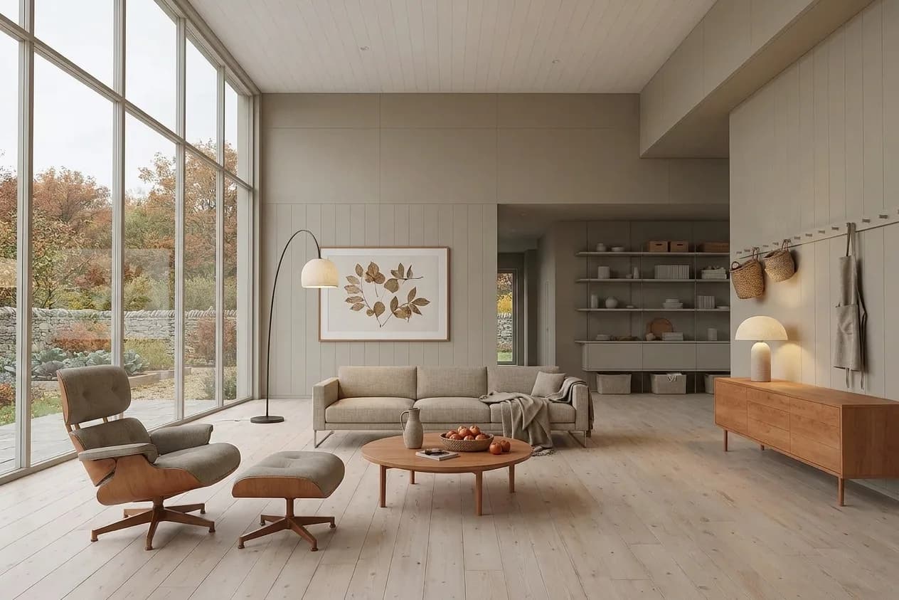 The sample scene rendered in the Shaker Simplicity style