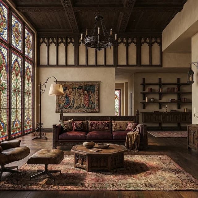 The sample scene rendered in the Gothic Revival style