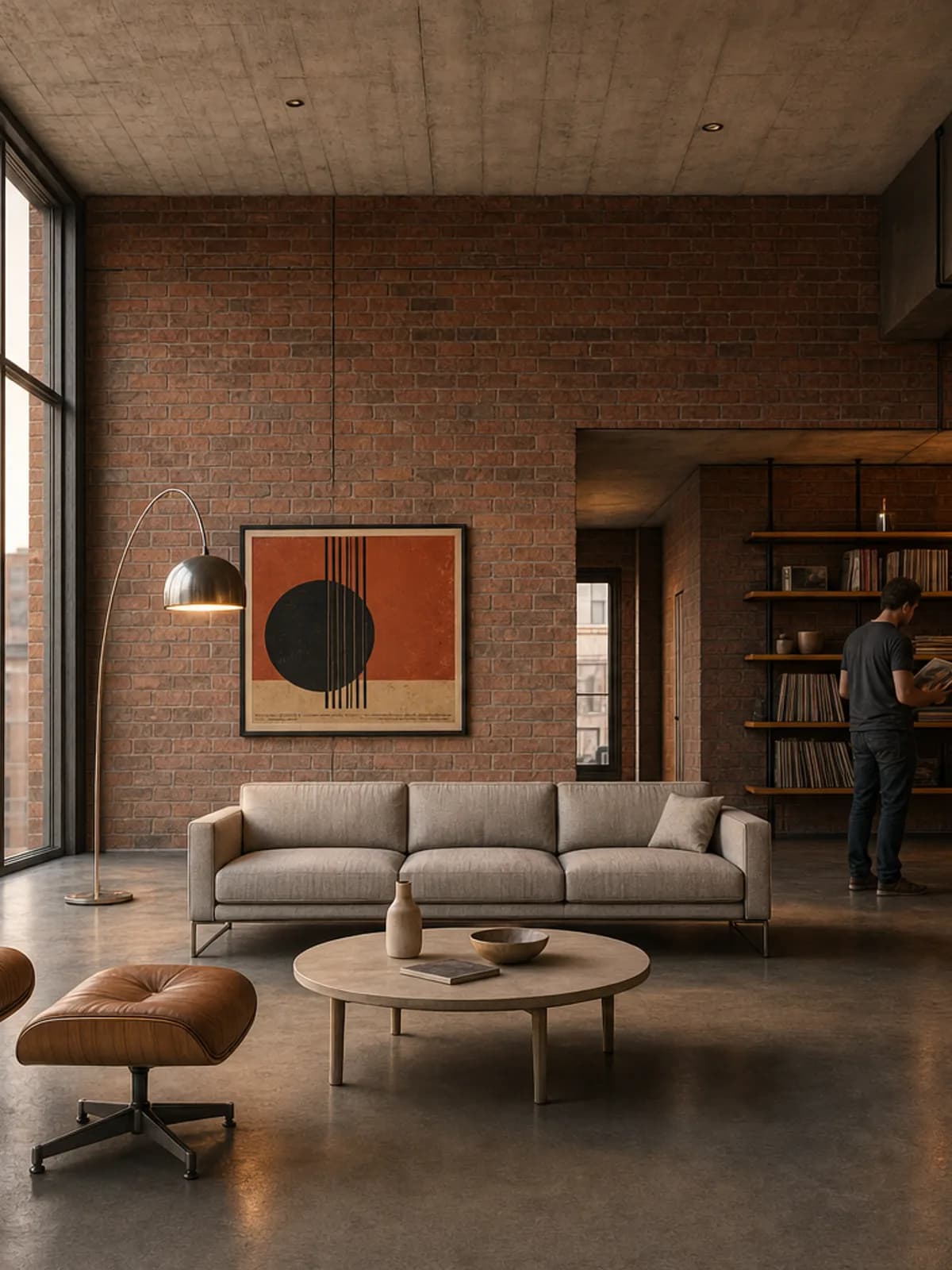 The sample scene rendered in the Industrial Loft style