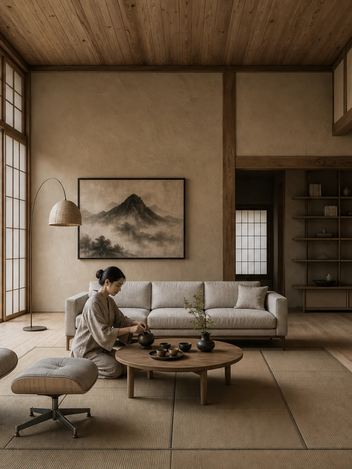 The sample scene rendered in the Japanese Wabi-Sabi style