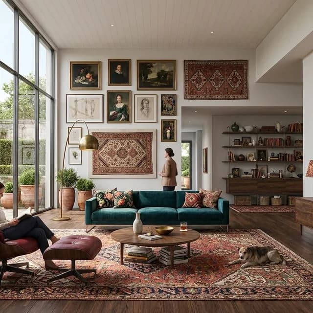The sample scene rendered in the Maximalist Heritage style