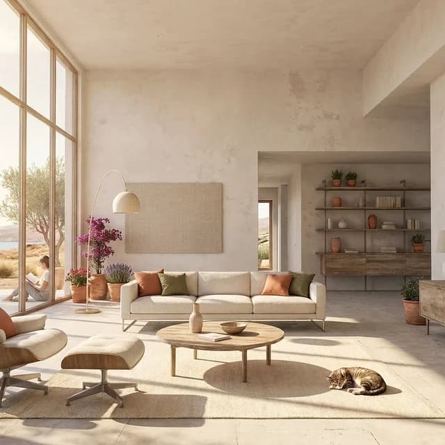 The sample scene rendered in the Mediterranean Villa style