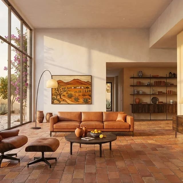 The sample scene rendered in the Mexican Hacienda style